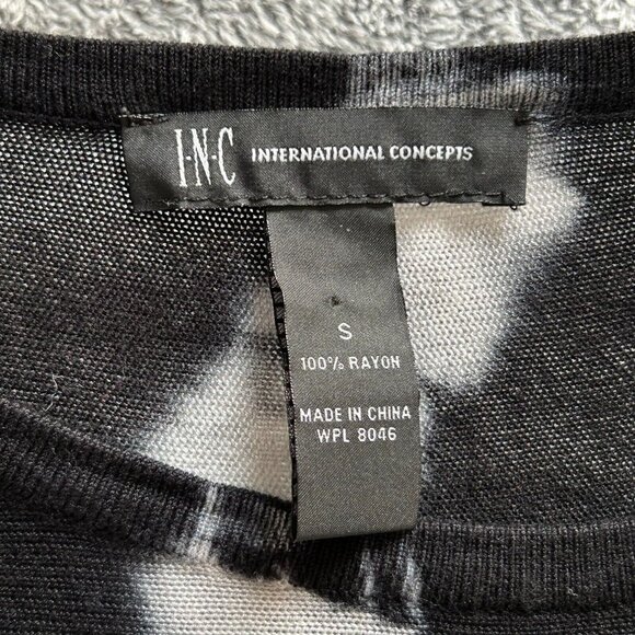 INc Womens Top Small Black White Tie Dye Sequins Retro Rave Geometric Y2K 17112 - Picture 3 of 7